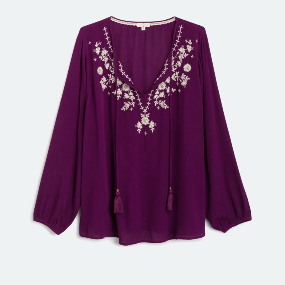 Purple Embroidered Women's Top